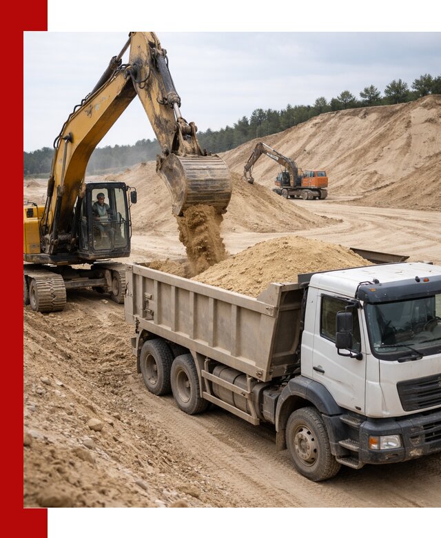 Доставка карьерного песка с самосвалами и разгрузкой в Юрге