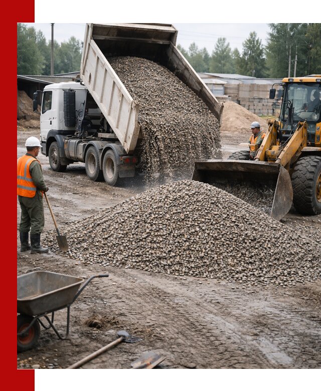 Мытый гравий с доставкой в Юрге от карьера до участка