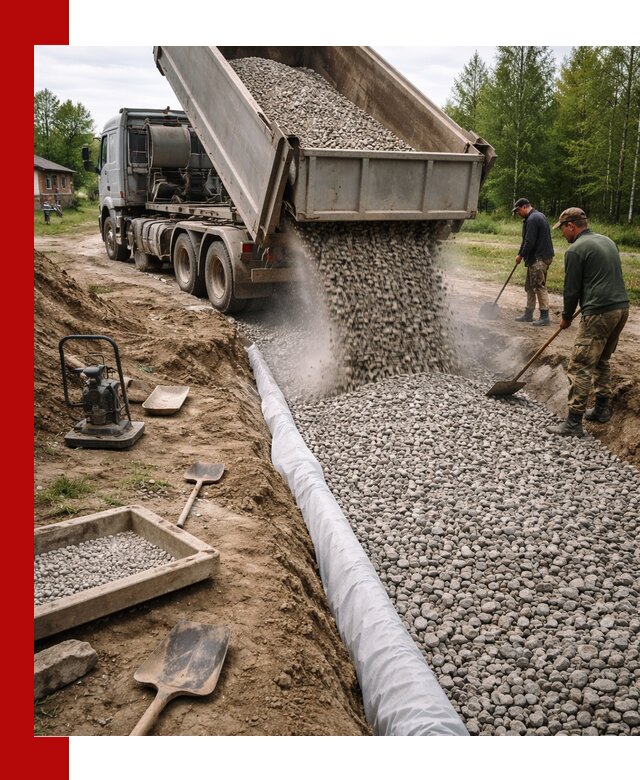 Гравий для дренажа с доставкой в Юрге качественный и недорогой
