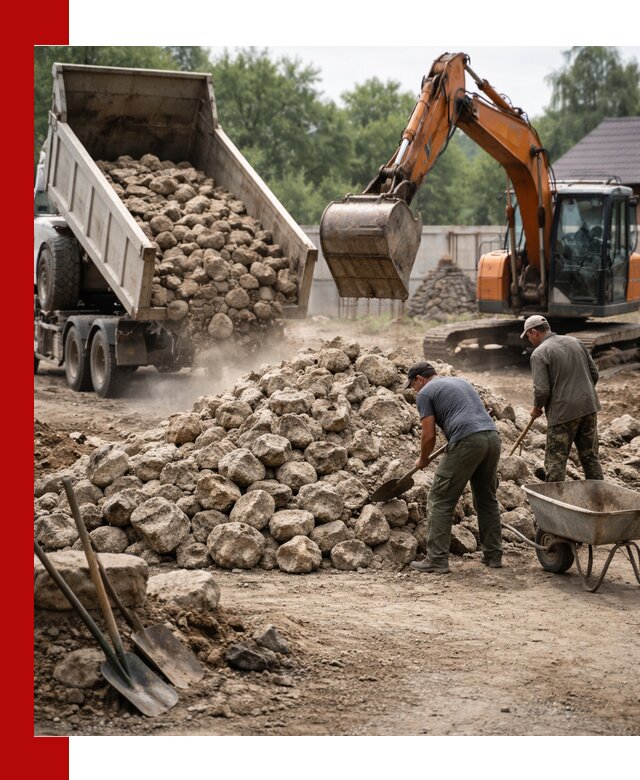 Доставка и разгрузка бутового камня в Юрге