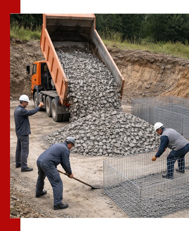 Камень для габионов с доставкой в Юрге быстро и надёжно