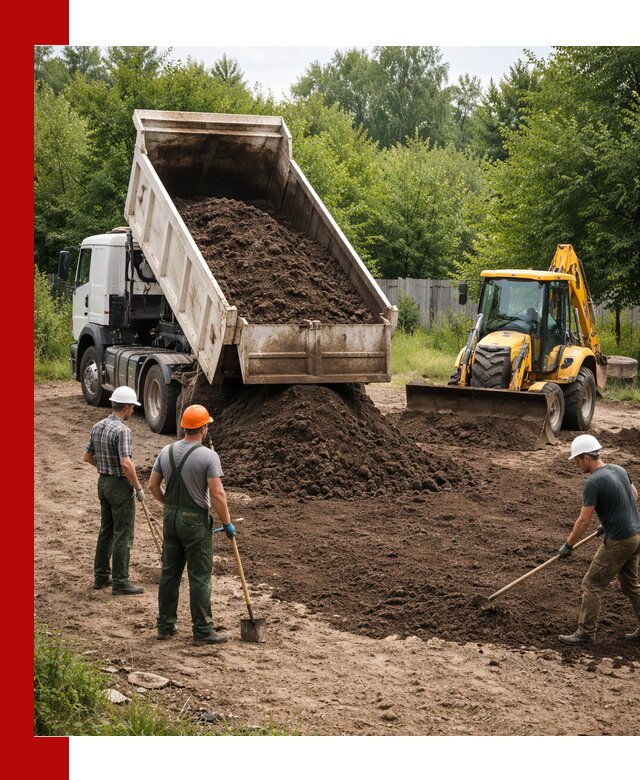 Доставка и укладка грунта для выравнивания участка в Юрге