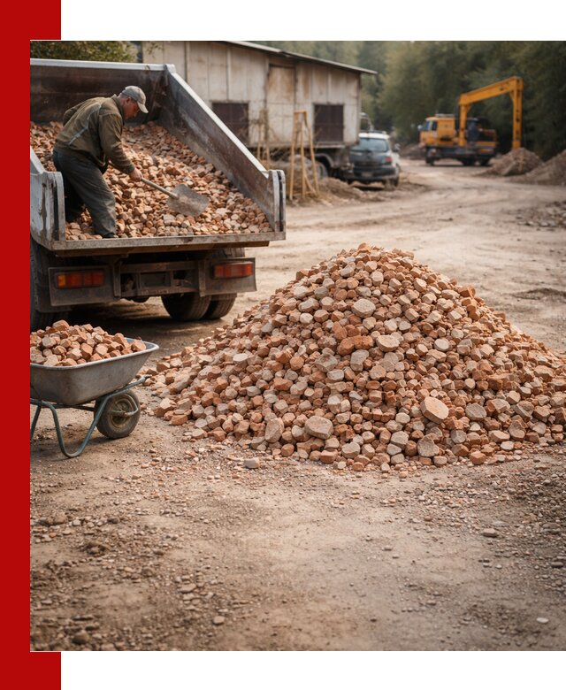 Доставка и подушка из боя кирпича с разгрузкой в Юрге