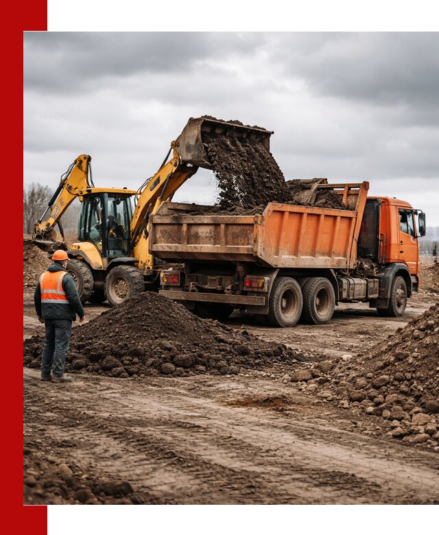 Вывоз грунта и строительного мусора в Юрге грузовыми самосвалами