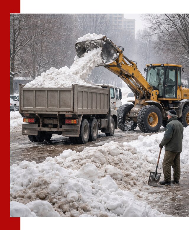 Вывоз снега грузовой техникой в Юрге оперативно и чисто