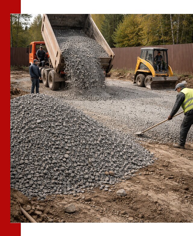 Отсыпка участка щебнем с доставкой и уплотнением в Юрге