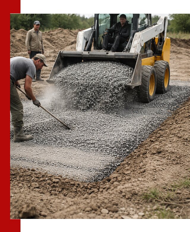 Устройство щебеночной подушки в Юрге для дорог и фундаментов
